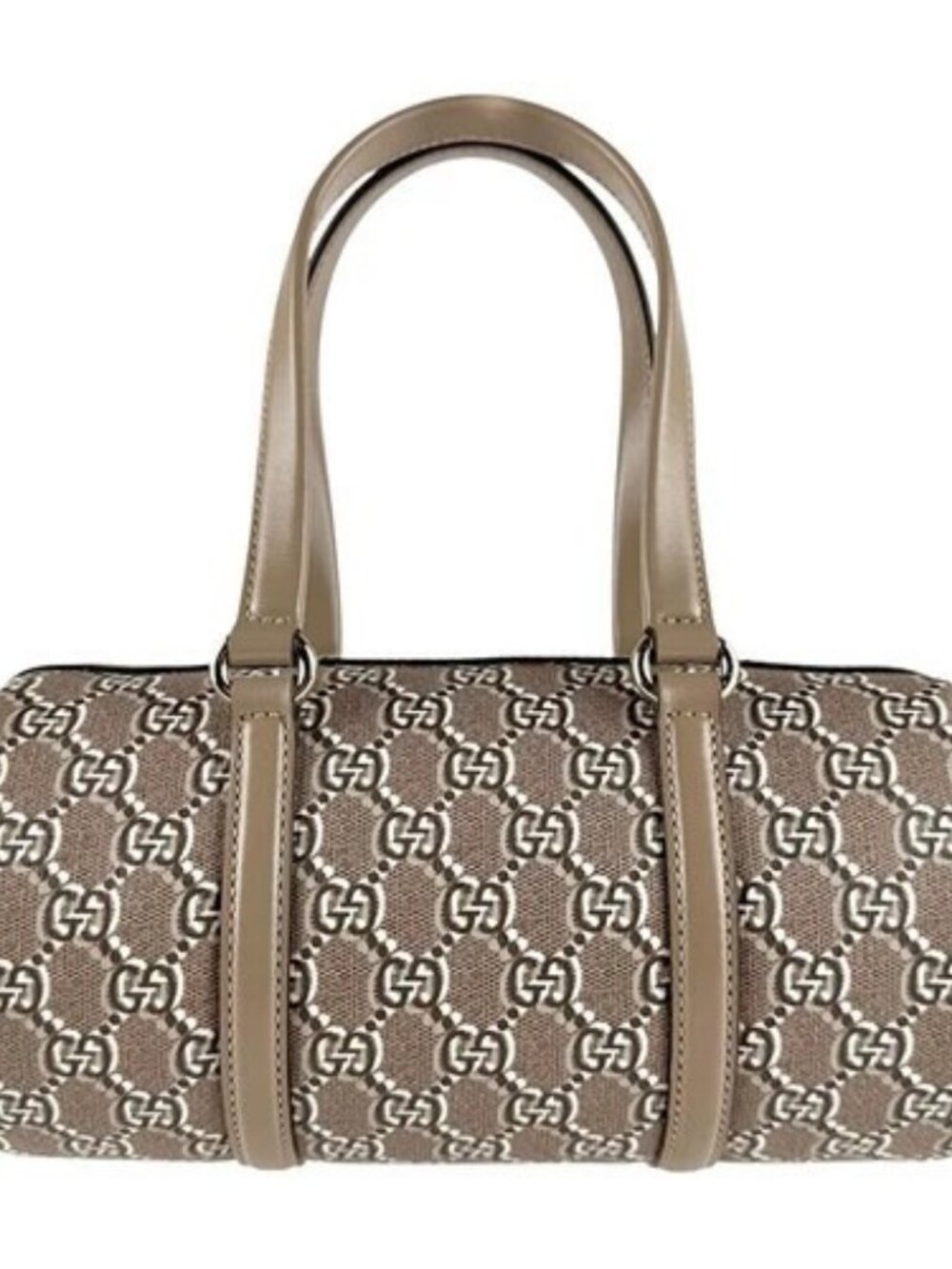 Auth GUCCI GG Shadow Handbag Shoulder Bag Beige PVC/Leather - z8664